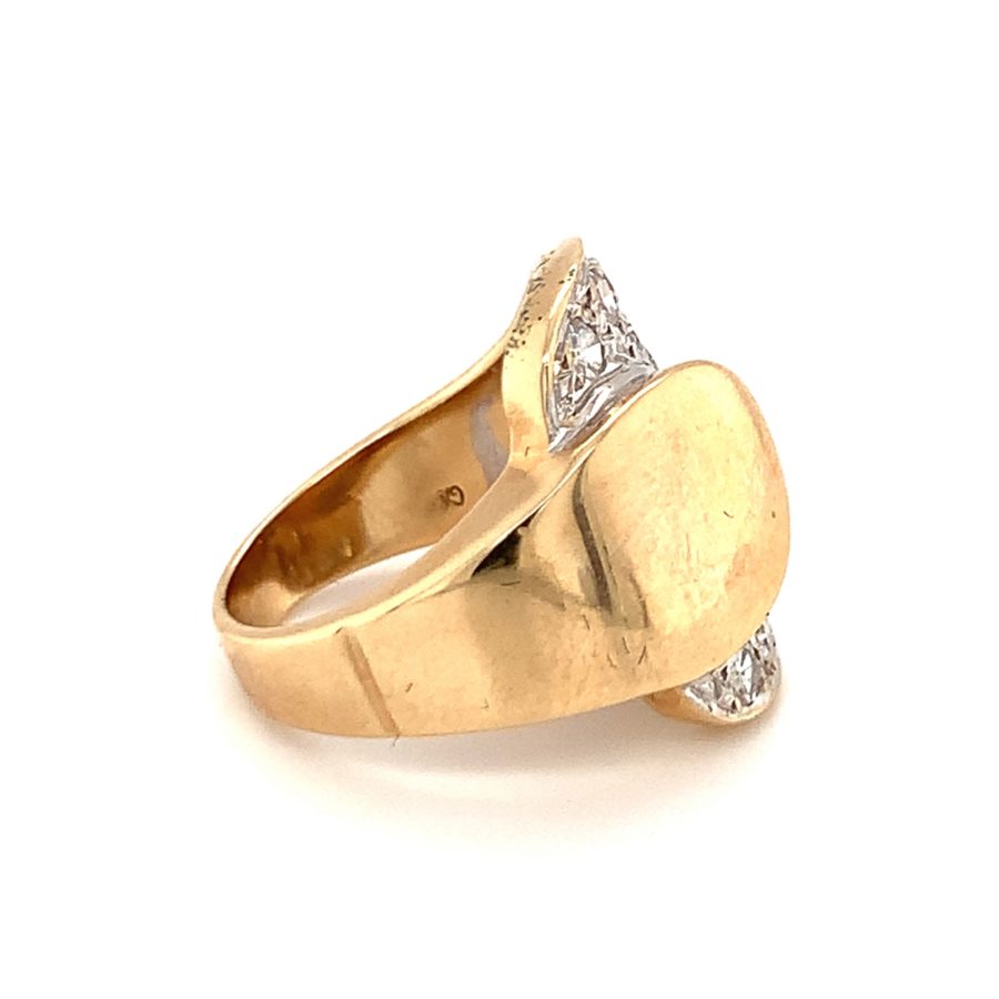 Retro, 14K Yellow Gold and White Gold Diamond Ring