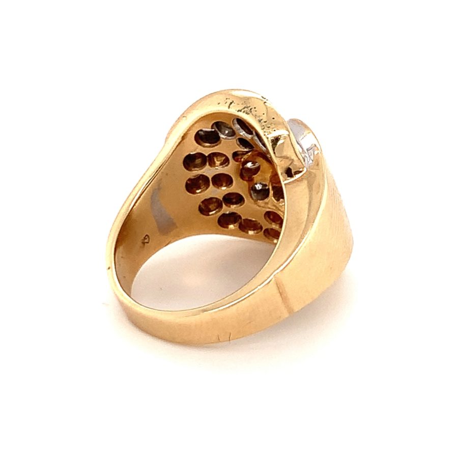 Retro, 14K Yellow Gold and White Gold Diamond Ring