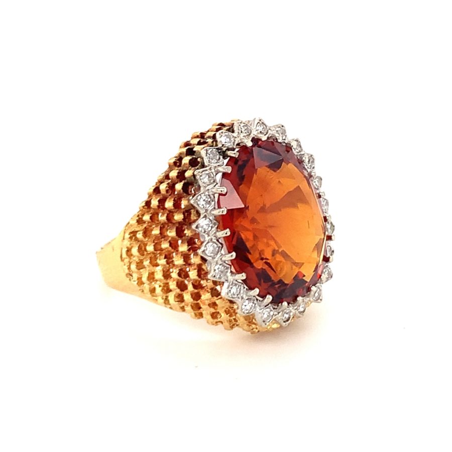 18K-YG CITRINE AND DIAMOND RING