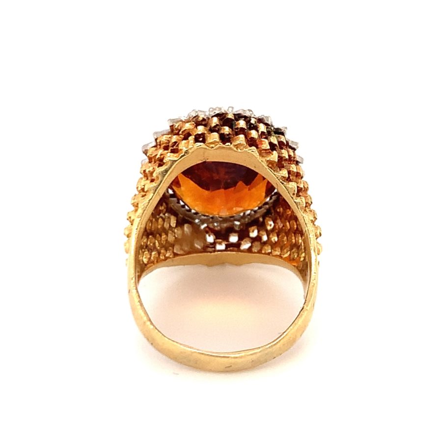 18K-YG CITRINE AND DIAMOND RING