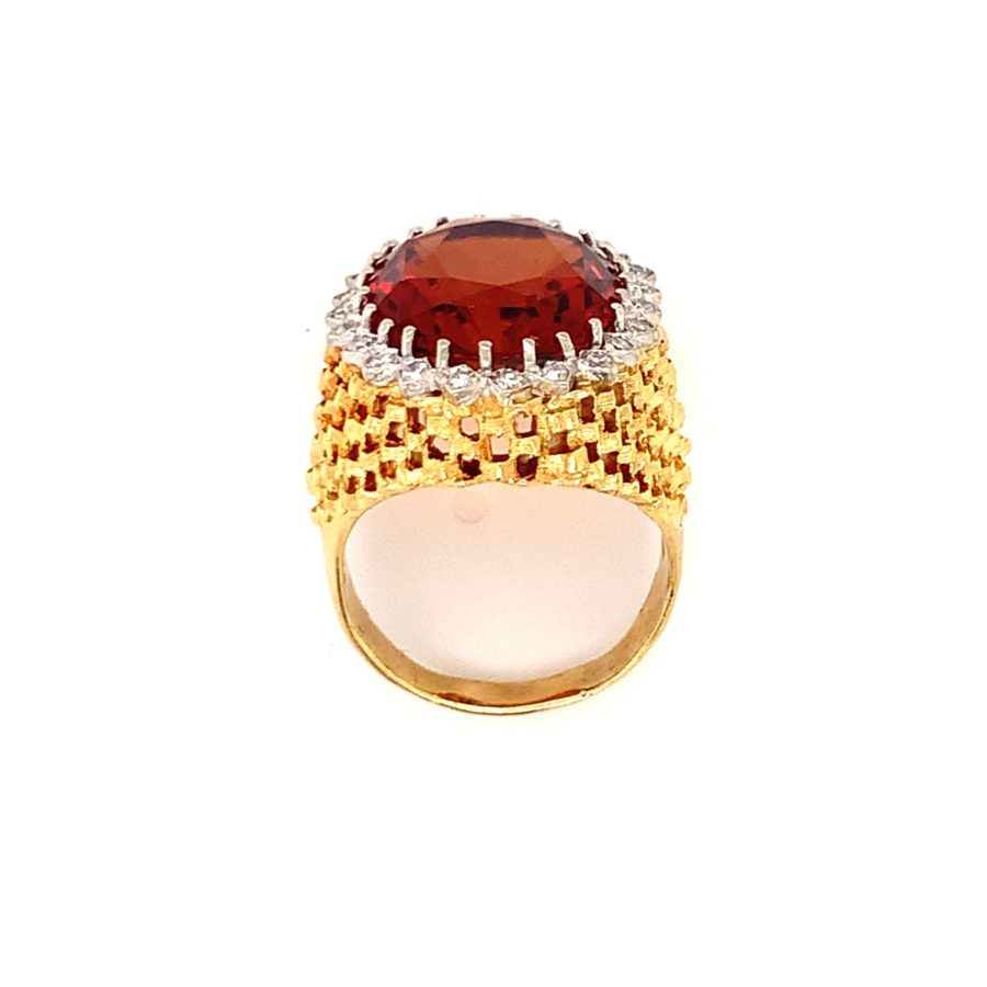 18K-YG CITRINE AND DIAMOND RING