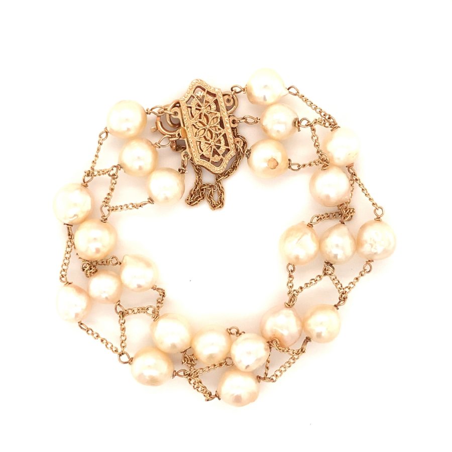 14K Yellow Gold, Pearl Bracelet