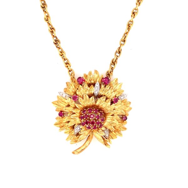 18K-YG RUBY AND DIAMOND PENDANT