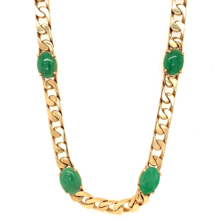 14K YELLOW GOLD JADE NECKLACE