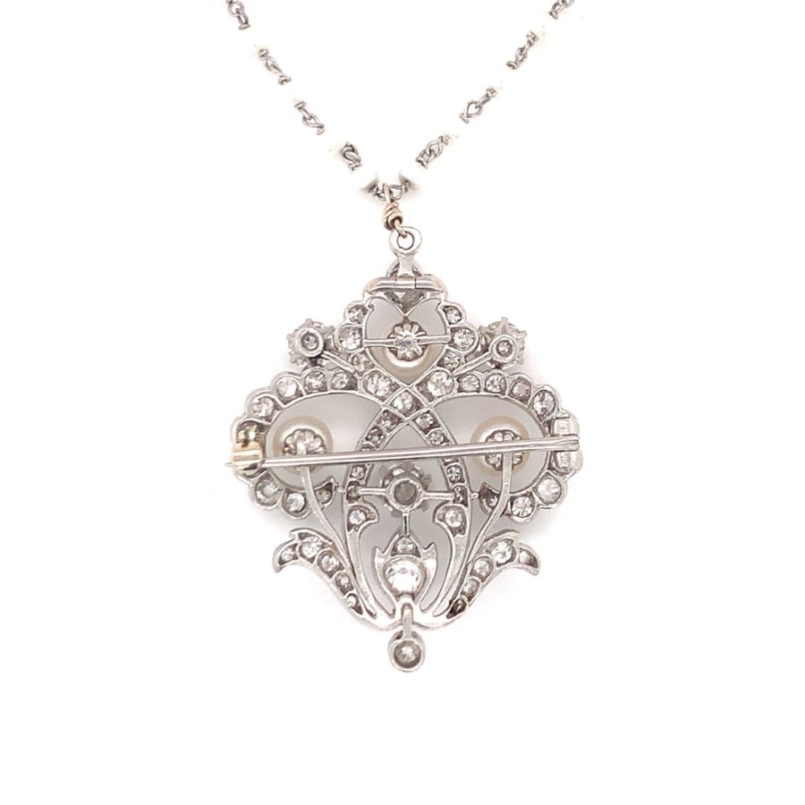 PLATINUM DIAMOND AND PEARL PENDANT