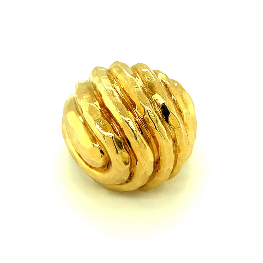 18K-YG HAMMERED GOLD RING BY "HENRY DUNAY"