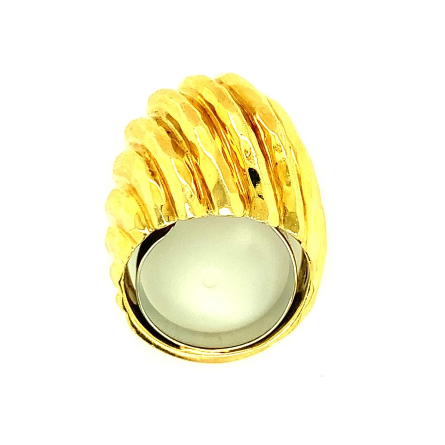 18K-YG HAMMERED GOLD RING BY "HENRY DUNAY"