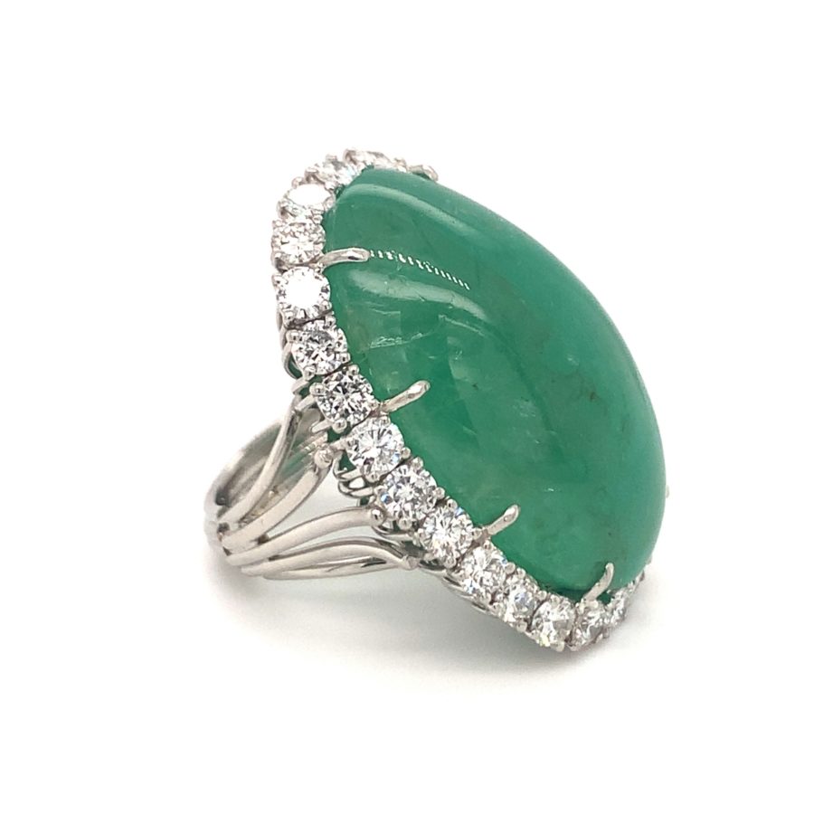 PLATINUM EMERALD AND DIAMOND RING