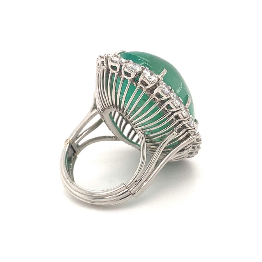 PLATINUM EMERALD AND DIAMOND RING