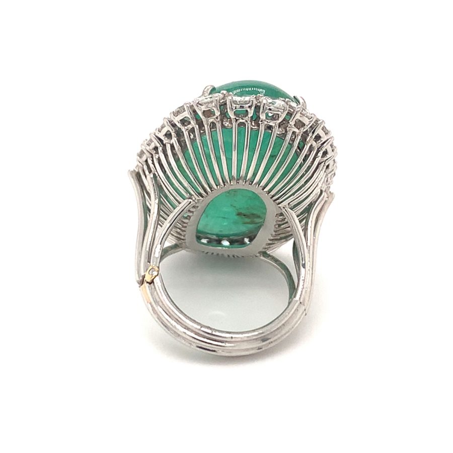 PLATINUM EMERALD AND DIAMOND RING