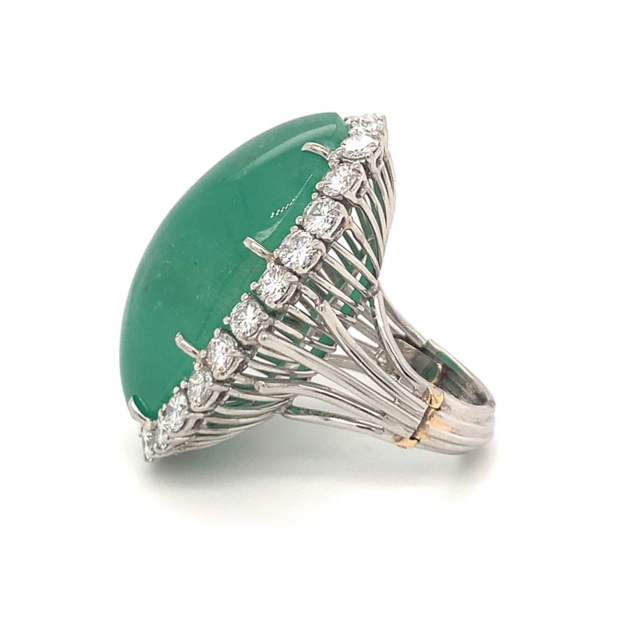 PLATINUM EMERALD AND DIAMOND RING