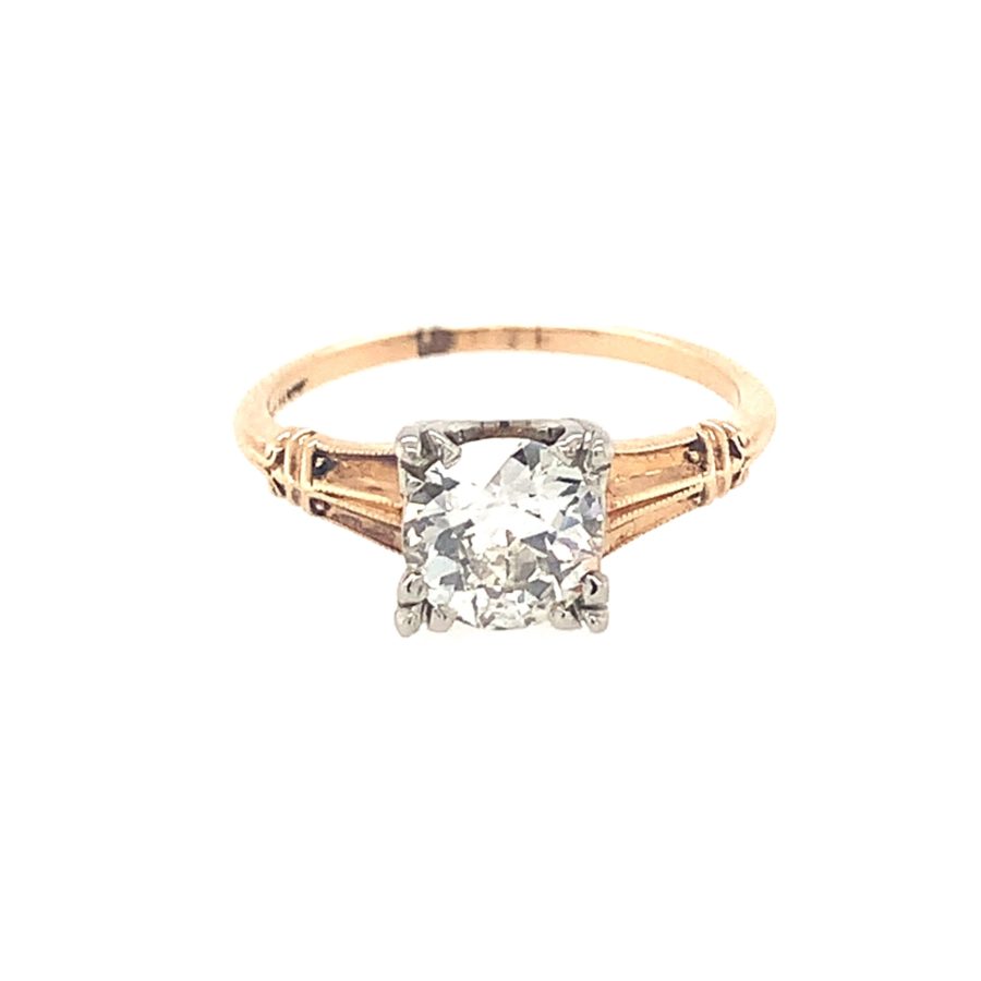 14K-YG+WG DIAMOND SOLITAIRE RING