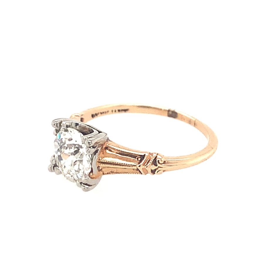 14K-YG+WG DIAMOND SOLITAIRE RING