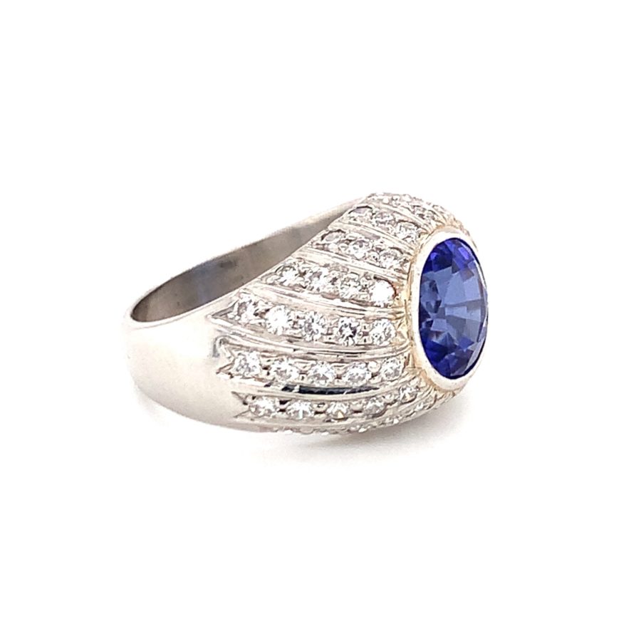 PLATINUM TANZANITE AND DIAMOND RING