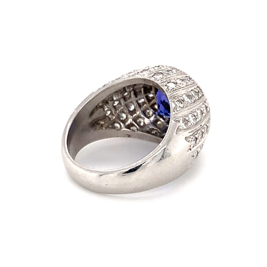 PLATINUM TANZANITE AND DIAMOND RING