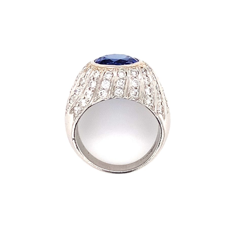 PLATINUM TANZANITE AND DIAMOND RING