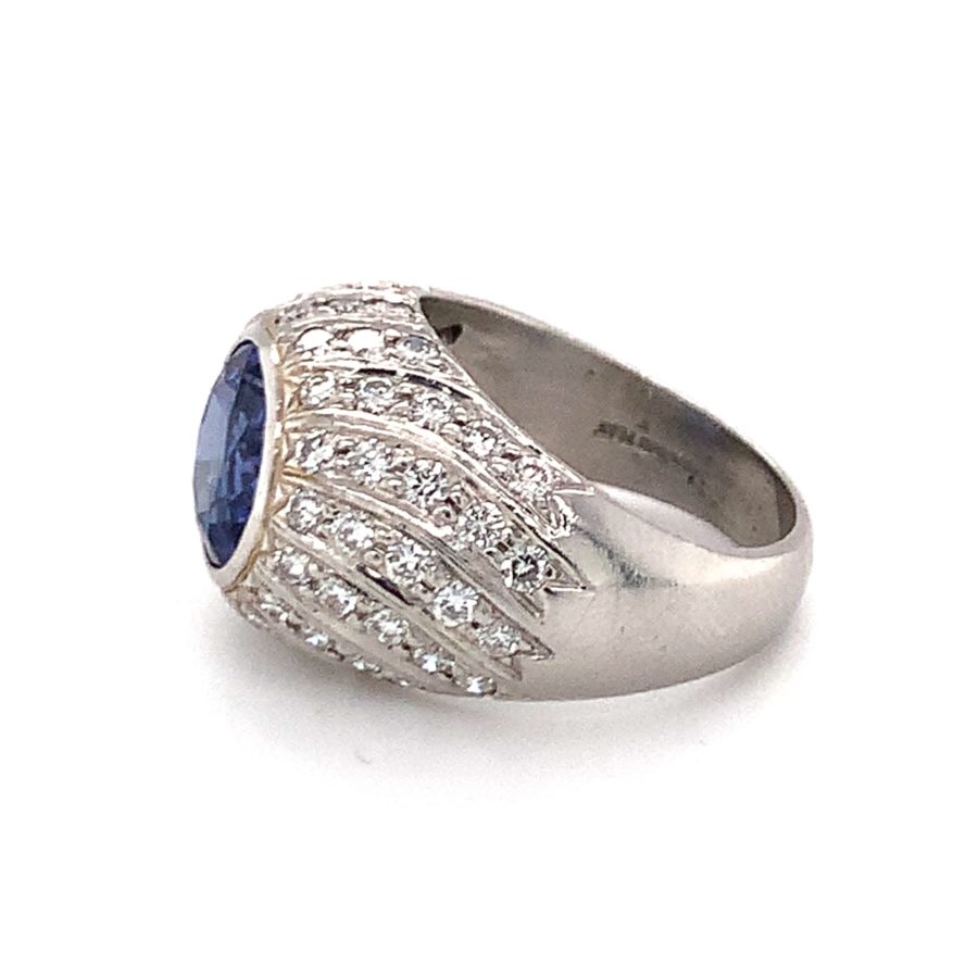 PLATINUM TANZANITE AND DIAMOND RING