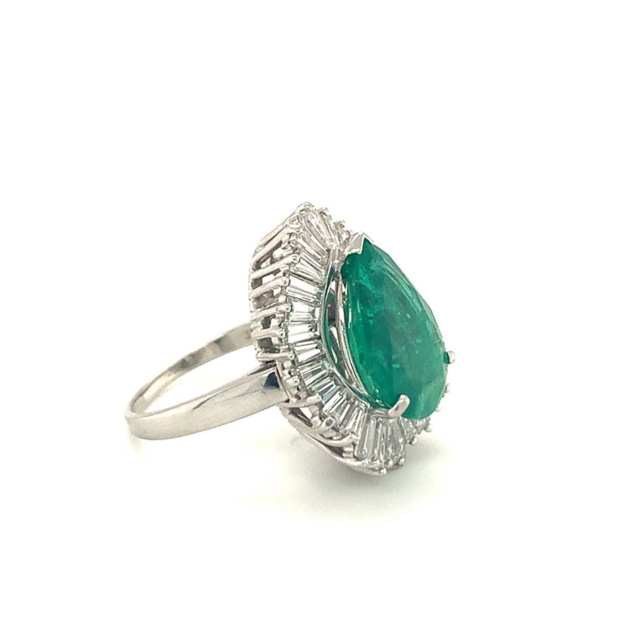 PLATINUM EMERALD AND DIAMOND RING