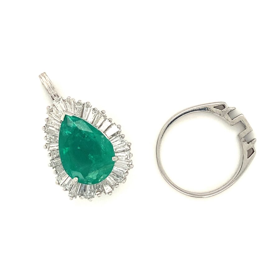 PLATINUM EMERALD AND DIAMOND RING