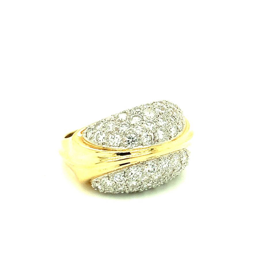 18K-YG AND PLATINUM DIAMOND DOME RING