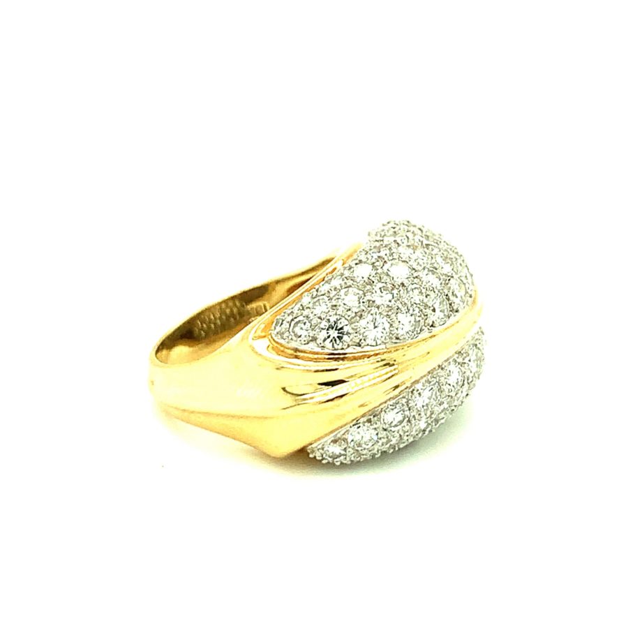 18K-YG AND PLATINUM DIAMOND DOME RING