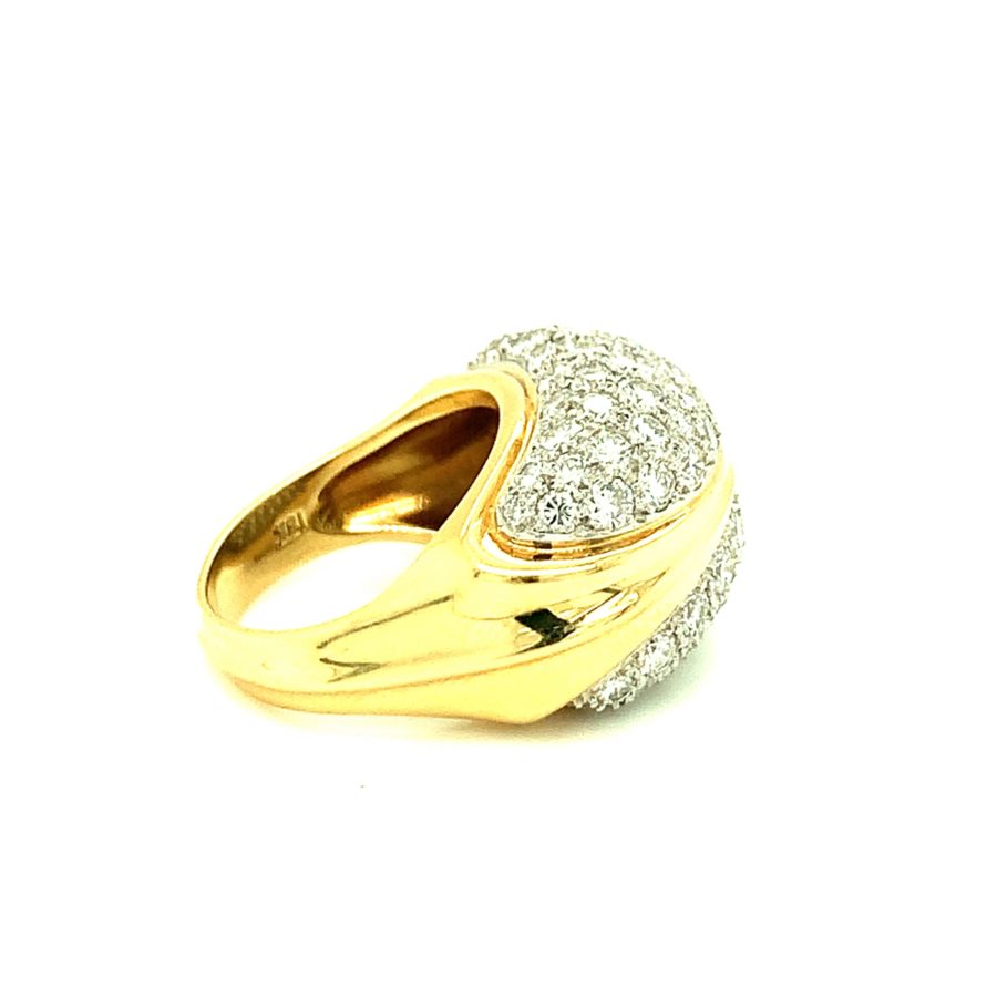 18K-YG AND PLATINUM DIAMOND DOME RING