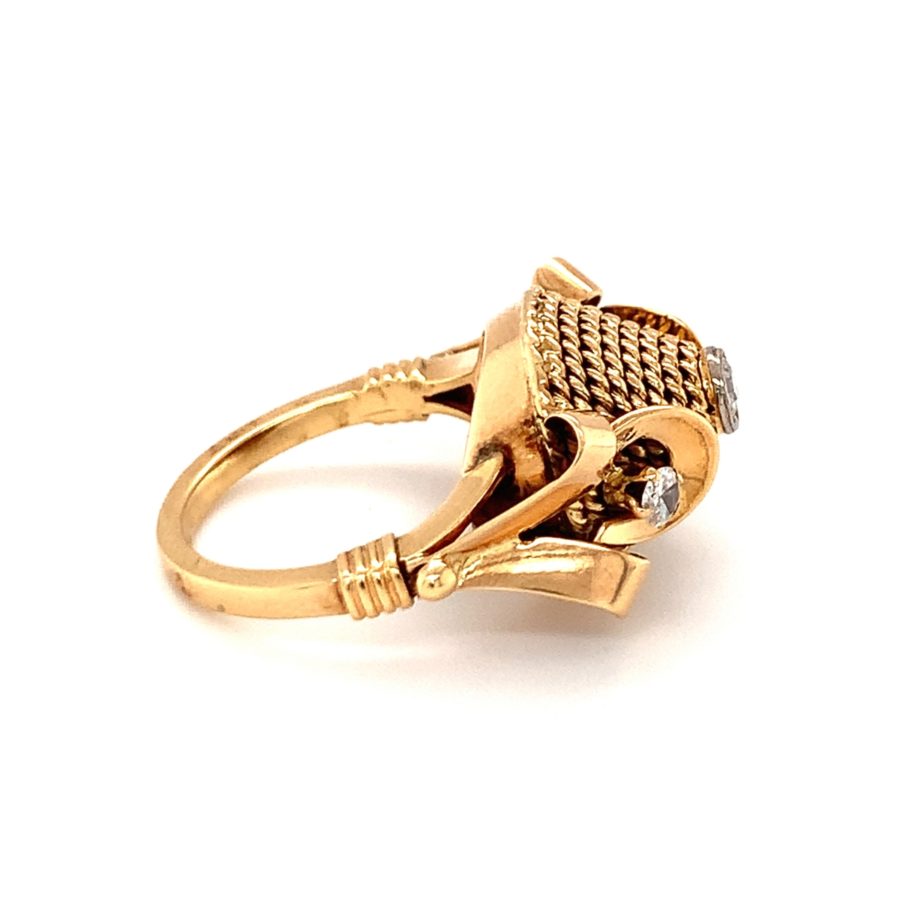 18K Rose Gold and Yellow Gold Diamond Ring