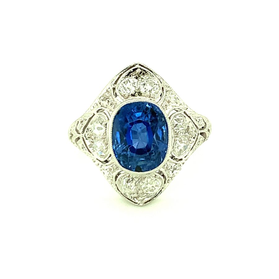 Edwardian Platinum, Sapphire and Diamond Ring