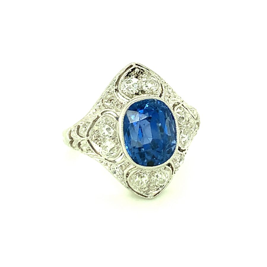 Edwardian Platinum, Sapphire and Diamond Ring