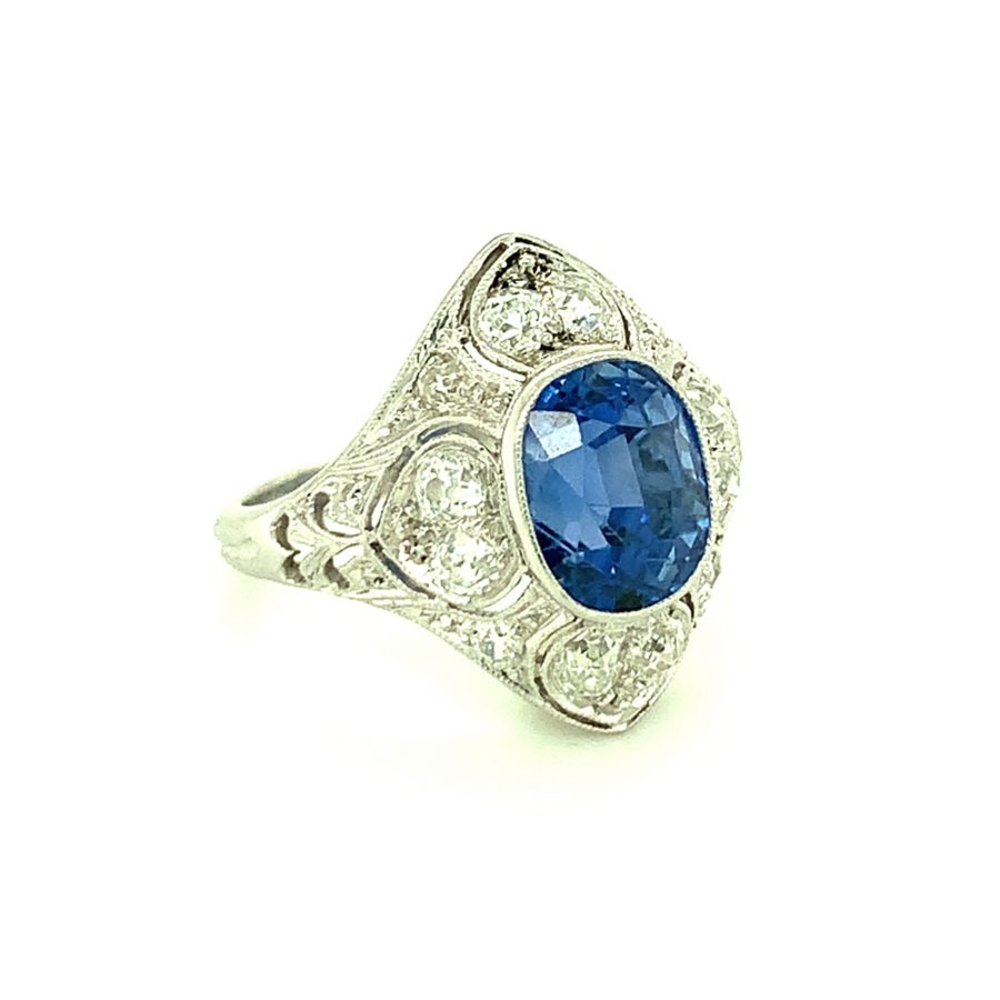 Edwardian Platinum, Sapphire and Diamond Ring