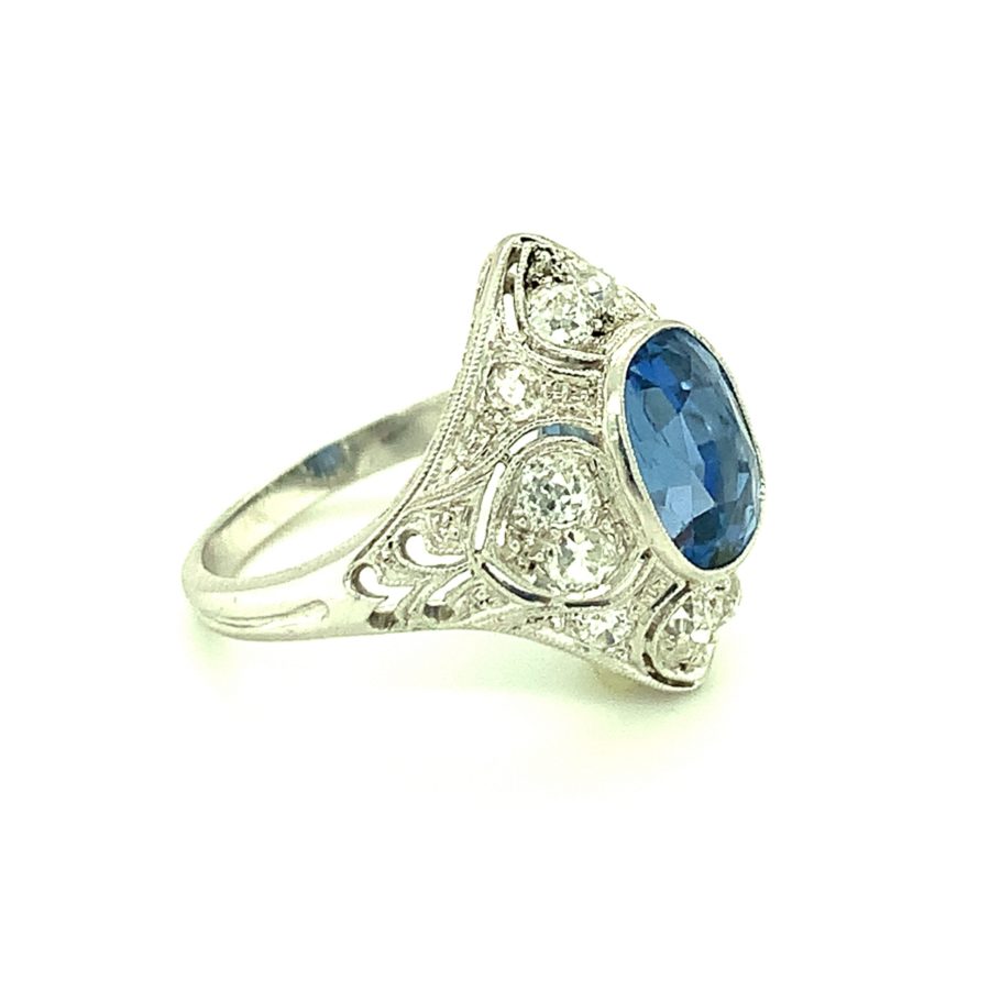 Edwardian Platinum, Sapphire and Diamond Ring