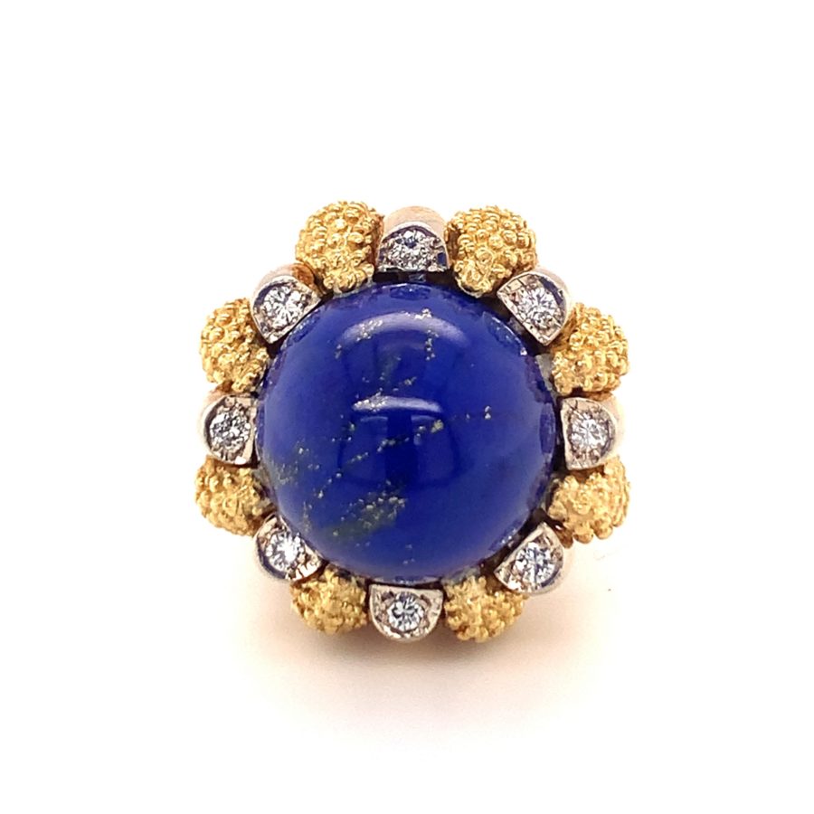 18K-YG LAPIS LAZULI AND DIAMOND RING