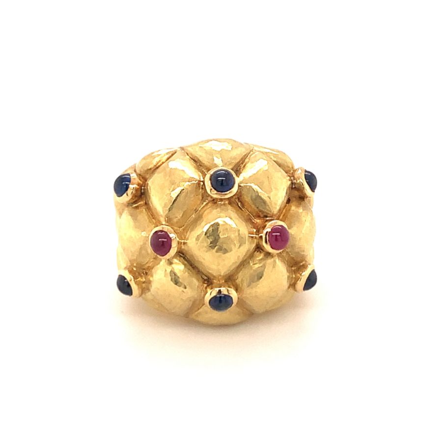 18K-YG RUBY AND SAPPHIRE RING