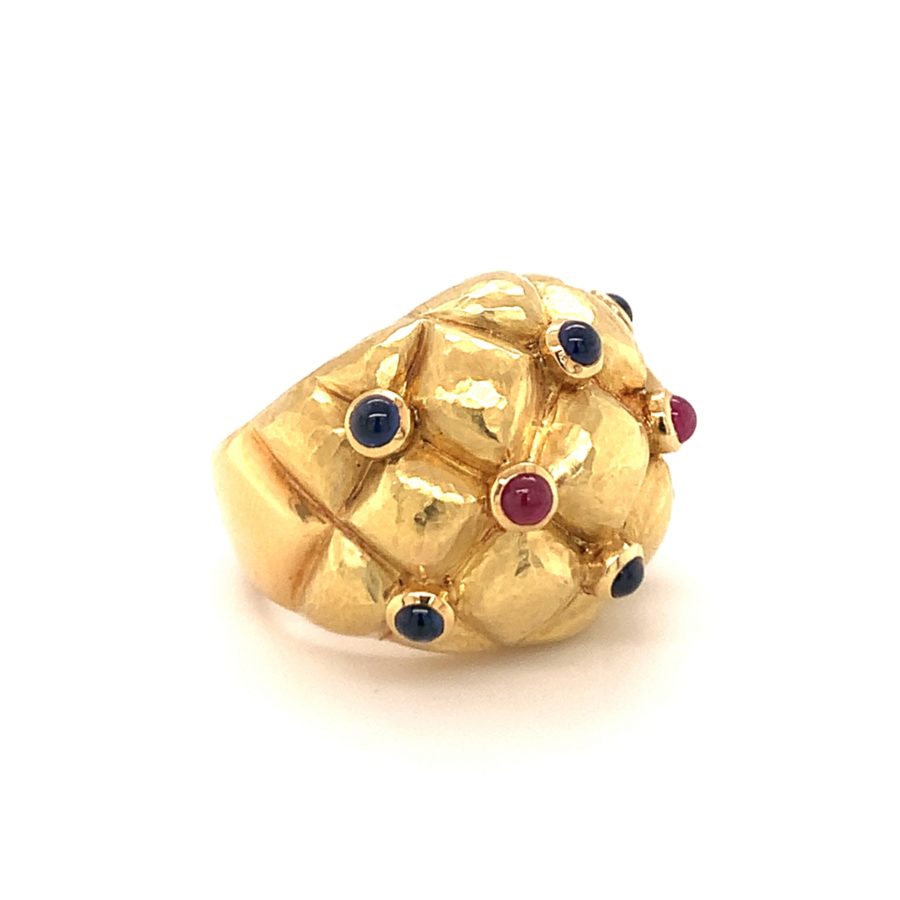 18K-YG RUBY AND SAPPHIRE RING