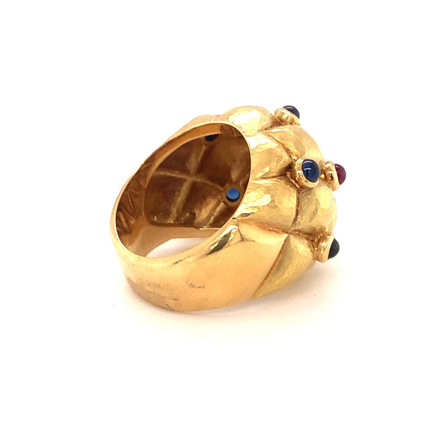 18K-YG RUBY AND SAPPHIRE RING