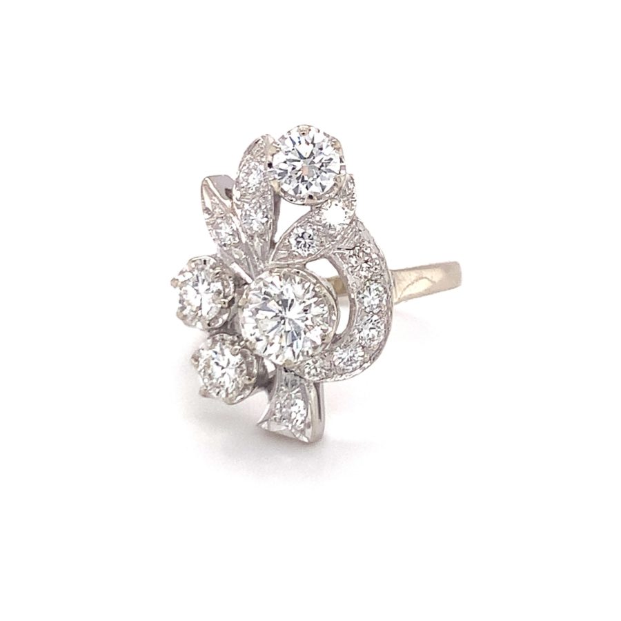 14K White Gold, Diamond Cluster Ring