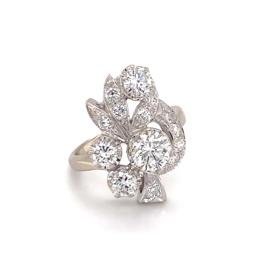 14K White Gold, Diamond Cluster Ring