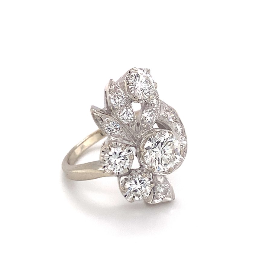 14K White Gold, Diamond Cluster Ring