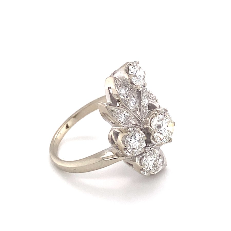 14K White Gold, Diamond Cluster Ring