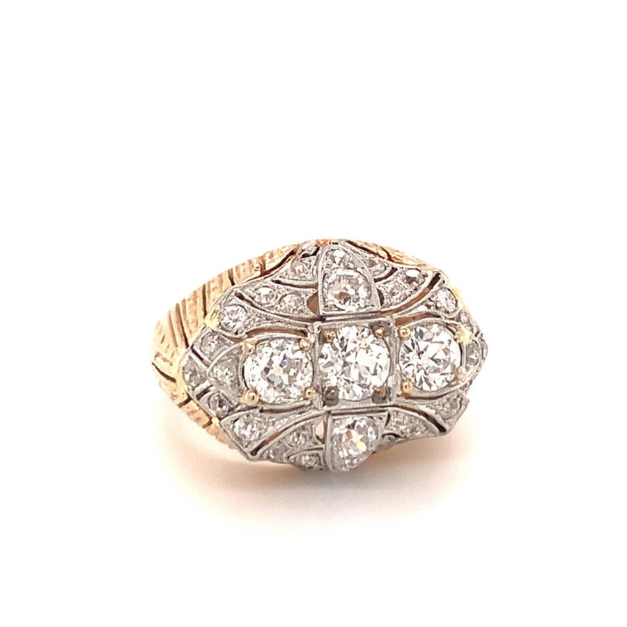 18K-YG+PLAT DIAMOND RING