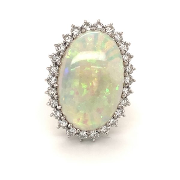 18K-WG OPAL AND DIAMOND RING