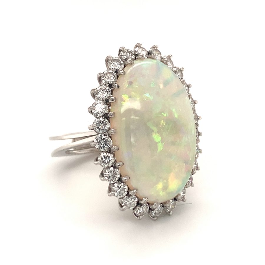 18K-WG OPAL AND DIAMOND RING