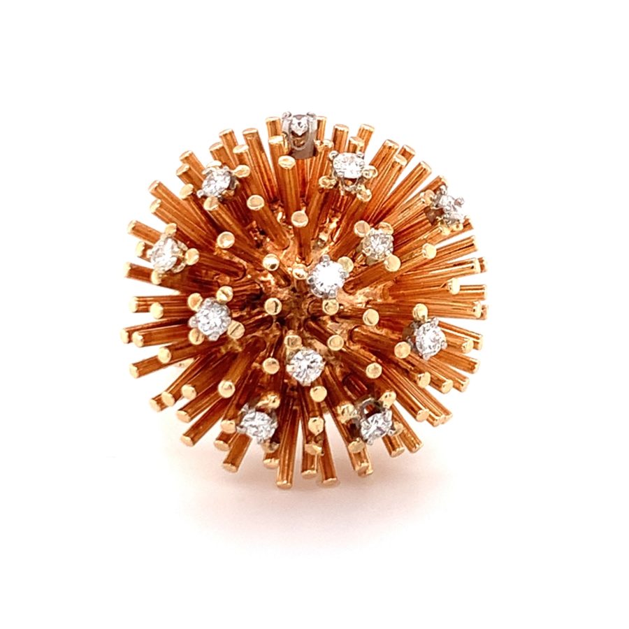 14K-RG+YG STARBURST DIAMOND RING