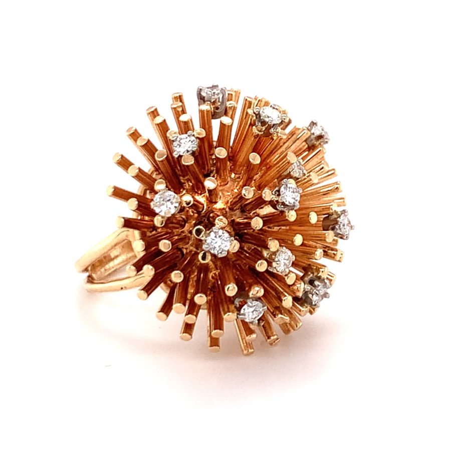 14K-RG+YG STARBURST DIAMOND RING