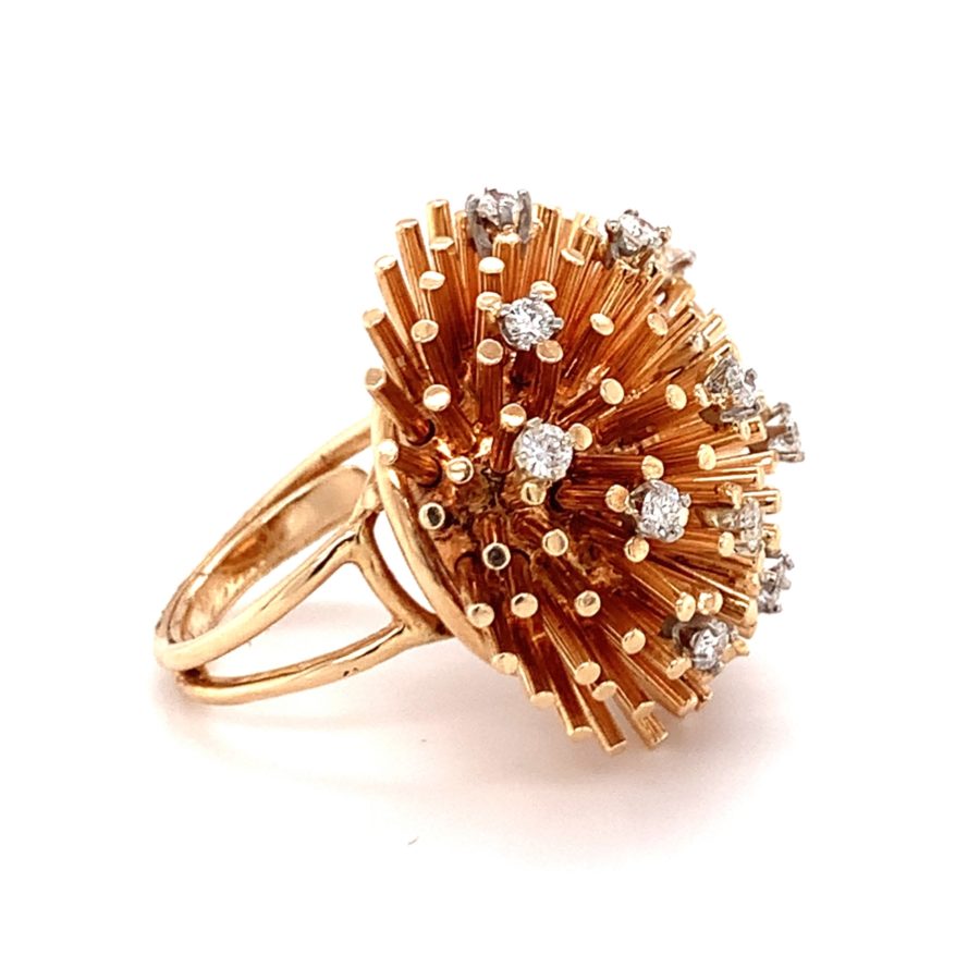 14K-RG+YG STARBURST DIAMOND RING