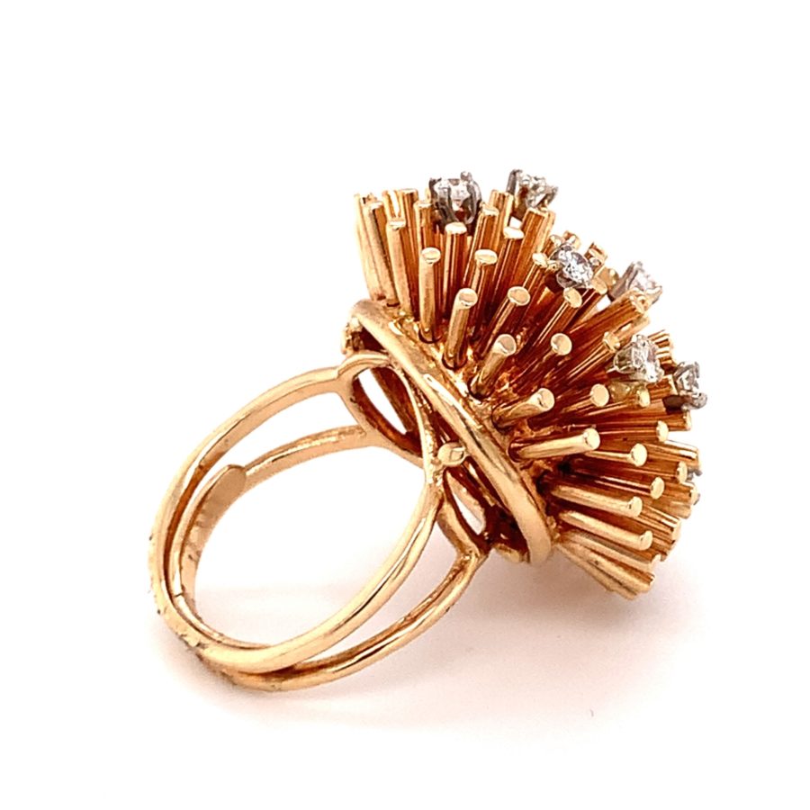 14K-RG+YG STARBURST DIAMOND RING