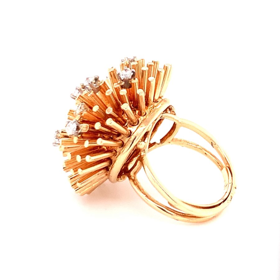 14K-RG+YG STARBURST DIAMOND RING