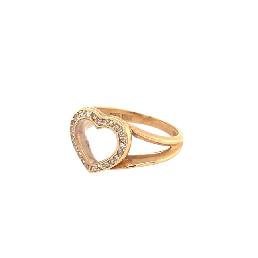 18K-YG DIAMOND HEART RING BY "CHOPARD"