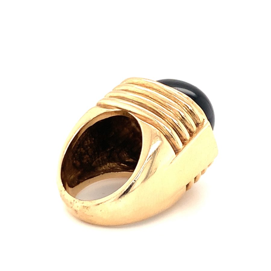 14K-YG BLACK ONYX AND DIAMOND RING