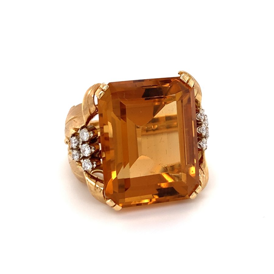 18K-YG CITRINE AND DIAMOND RING